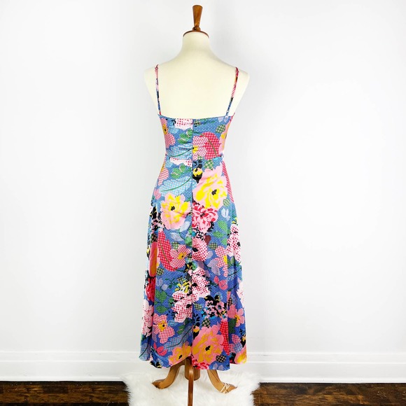 Esther & Co rainbow multicolor patchwork floral midi dress Karago Size US 4 XS - Picture 2 of 11
